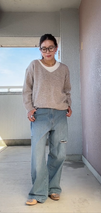 ノースリレイヤードニット