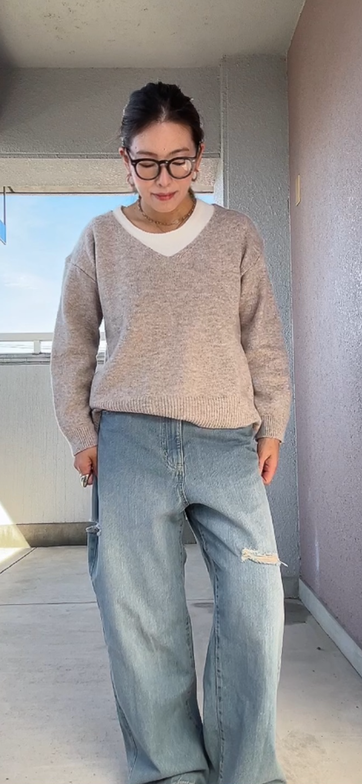 ノースリレイヤードニット