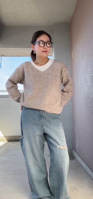 ノースリレイヤードニット