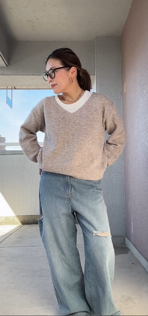 ノースリレイヤードニット