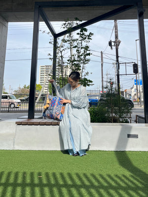 アシッドウォッシュ ギャザーワンピース