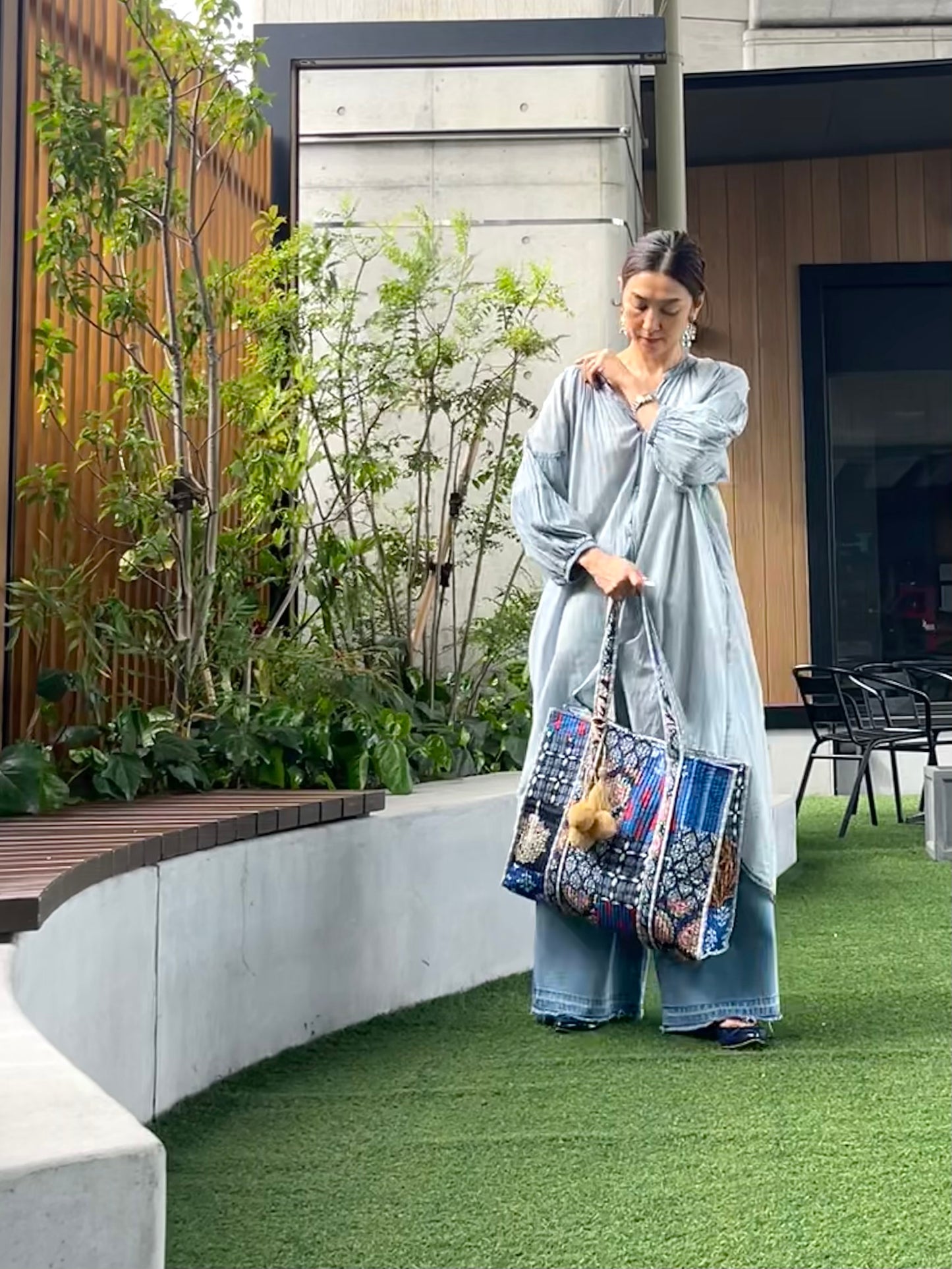 ブロックプリント パッチワークバッグ