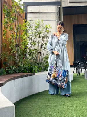 ブロックプリント パッチワークバッグ