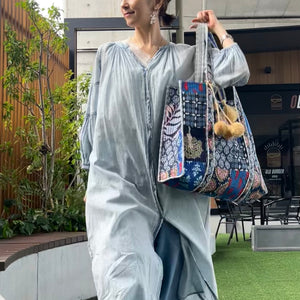 ブロックプリント パッチワークバッグ