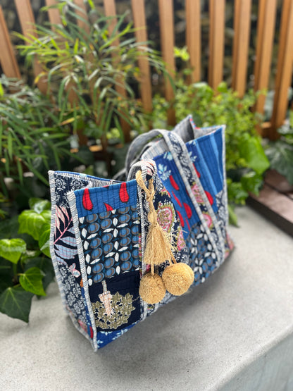 ブロックプリント パッチワークバッグ
