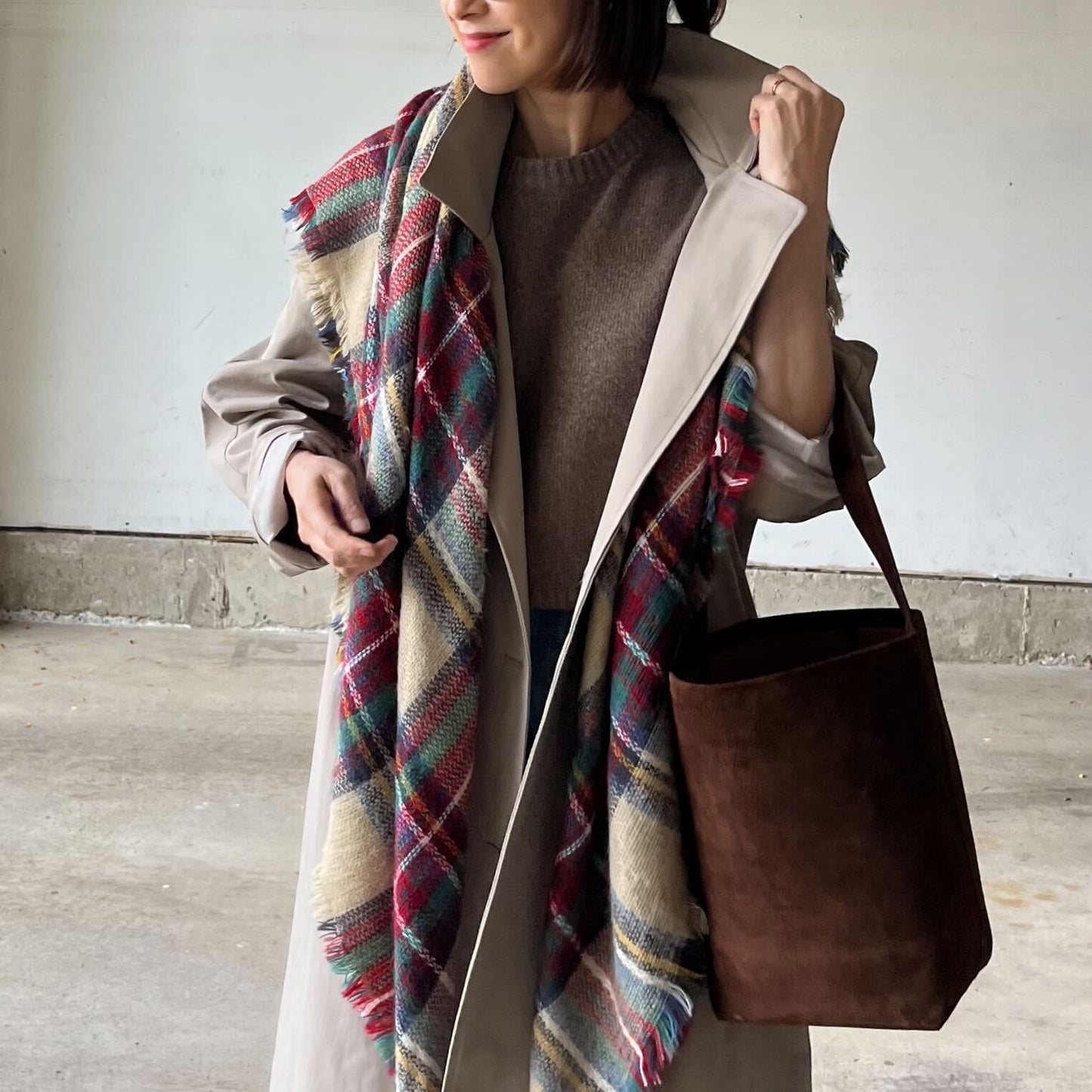 本革スエードショルダーバッグ