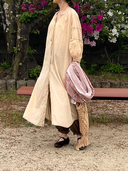 アシッドウォッシュ ギャザーワンピース