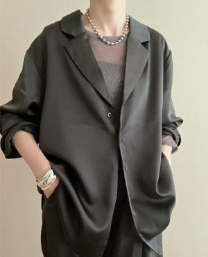 サテンライク テーラージャケットシャツ