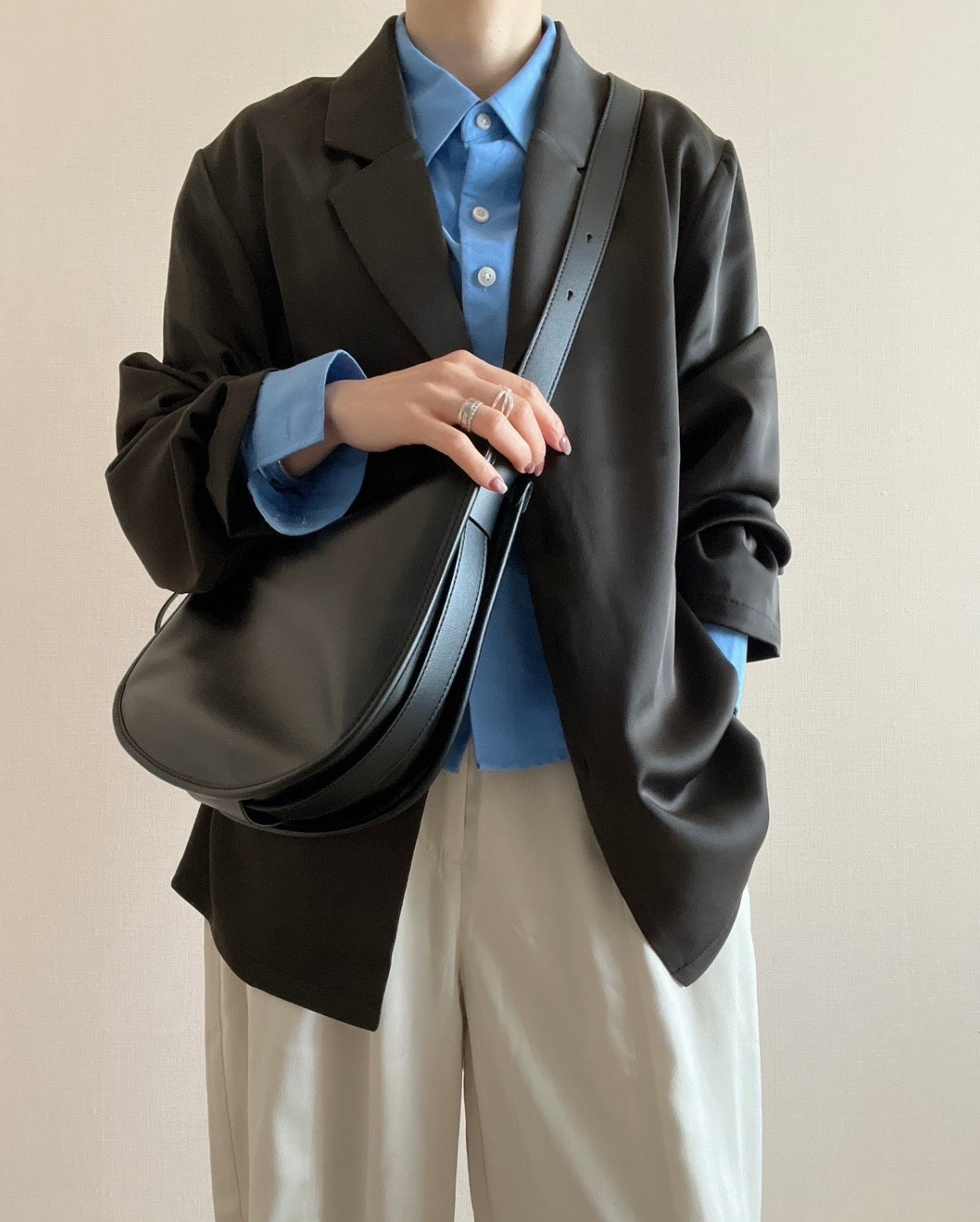 サテンライク テーラージャケットシャツ