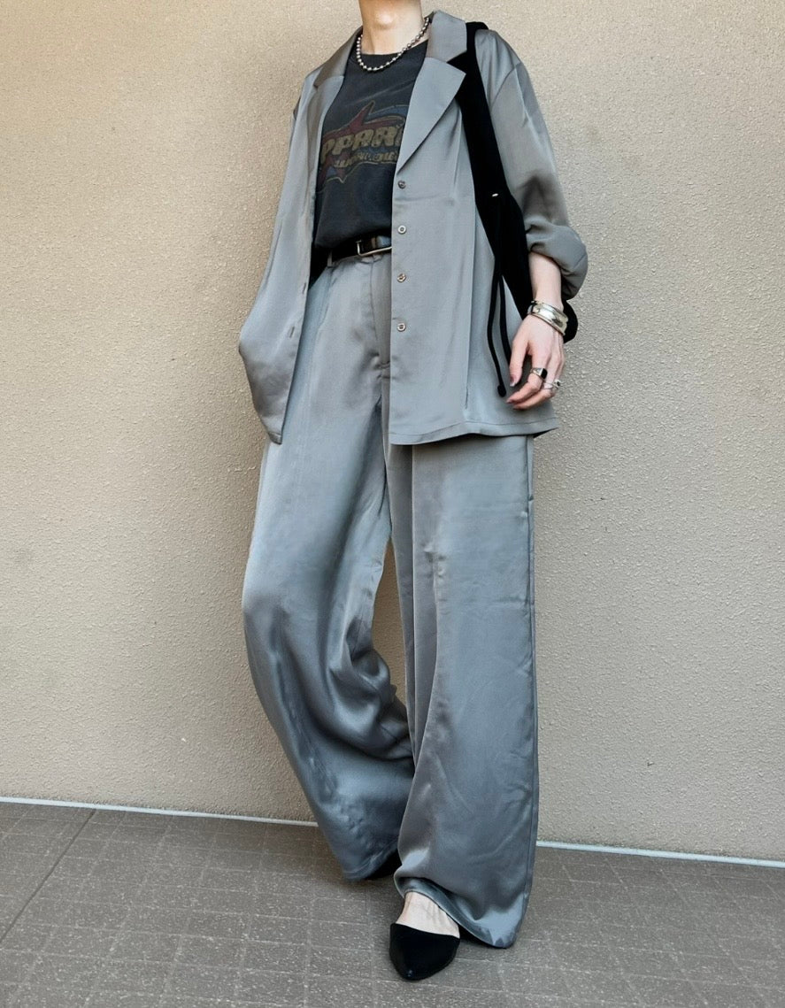 サテンライク テーラージャケットシャツ