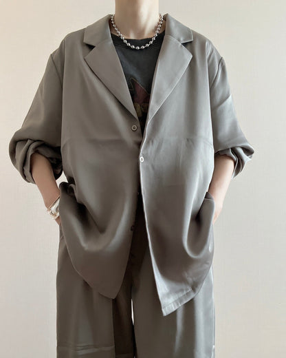 サテンライク テーラージャケットシャツ