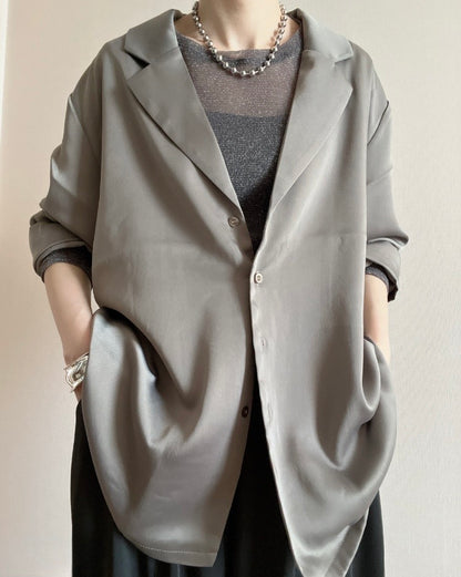 サテンライク テーラージャケットシャツ