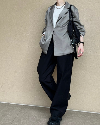 サテンライク テーラージャケットシャツ