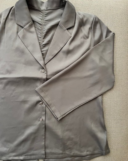 サテンライク テーラージャケットシャツ