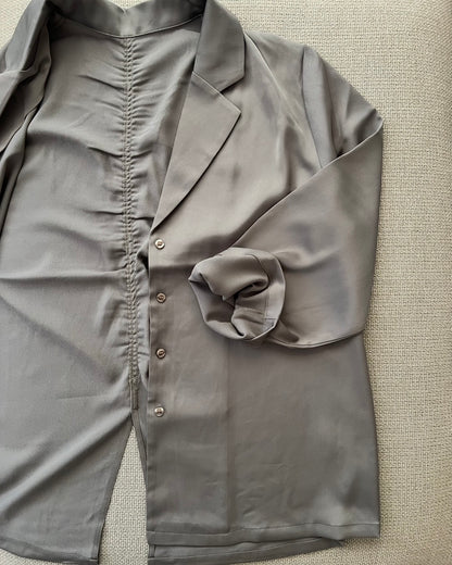 サテンライク テーラージャケットシャツ