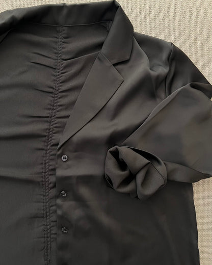 サテンライク テーラージャケットシャツ