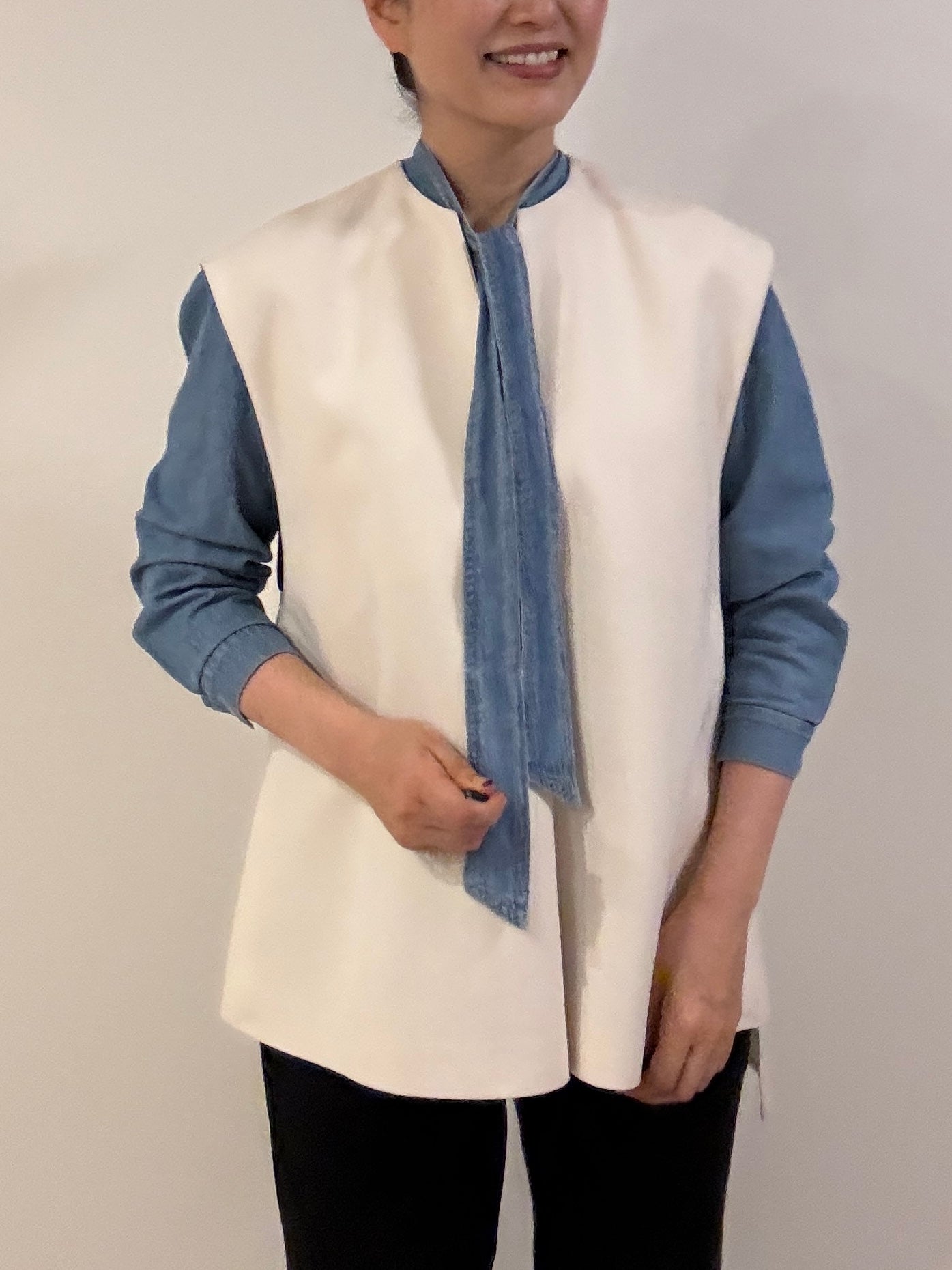 デニム リボンタイブラウス