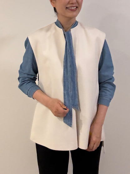 デニム リボンタイブラウス