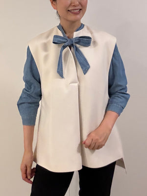 デニム リボンタイブラウス
