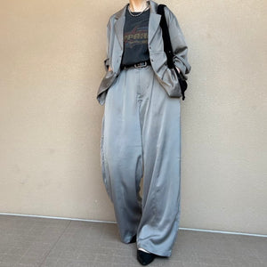 サテンライク ストレートパンツ