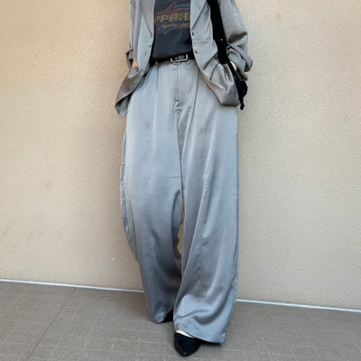 サテンライク ストレートパンツ