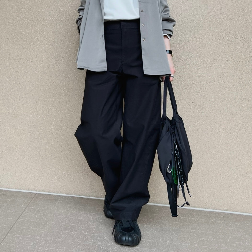 サテンライク ストレートパンツ