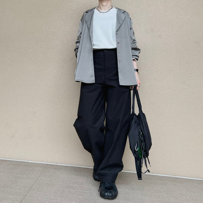 サテンライク ストレートパンツ