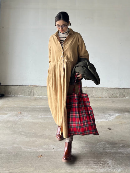 キャメルcottonシャツワンピース