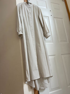 綿麻ロングワンピース（黒.オフホワイト）