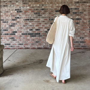 綿麻ロングワンピース（黒.オフホワイト）