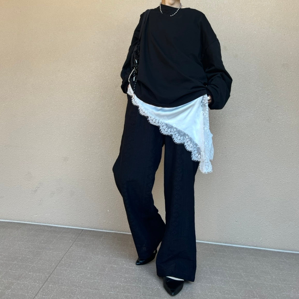 レースワイドパンツ