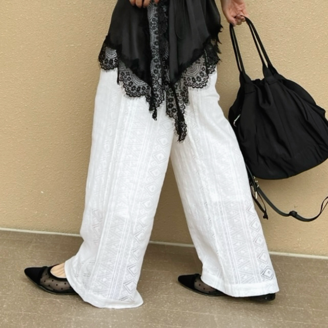レースワイドパンツ