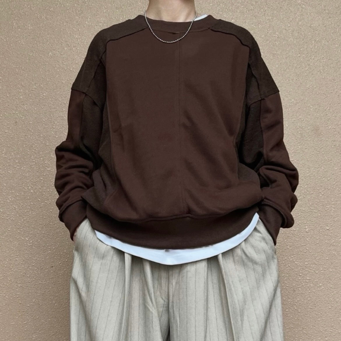 クルーネックパネルスウェット