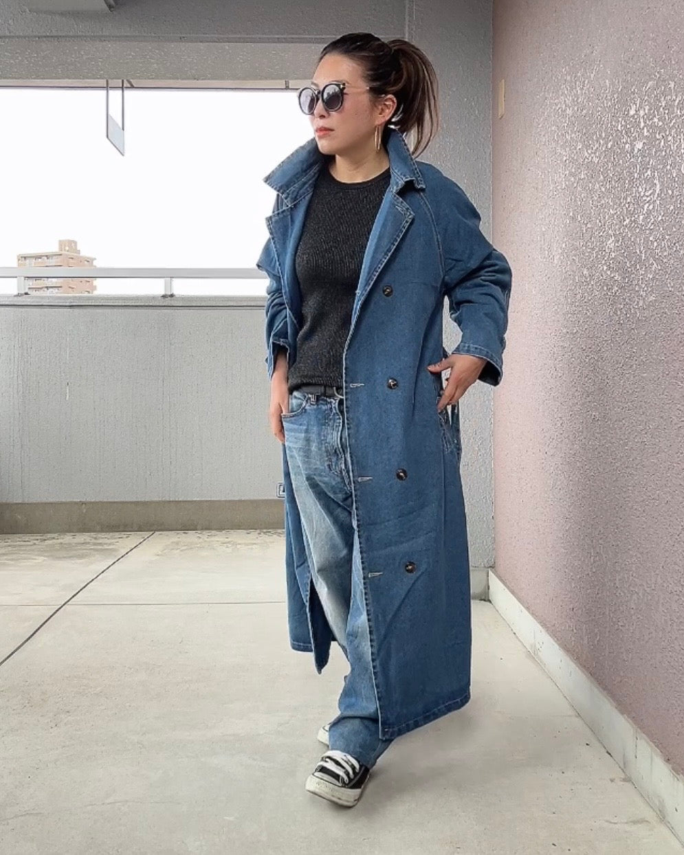 デニムロングコート