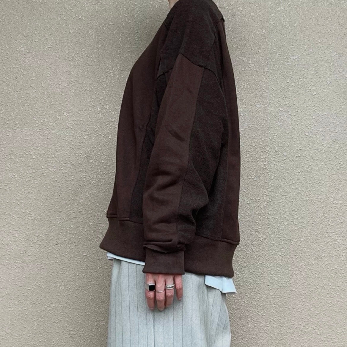 クルーネックパネルスウェット