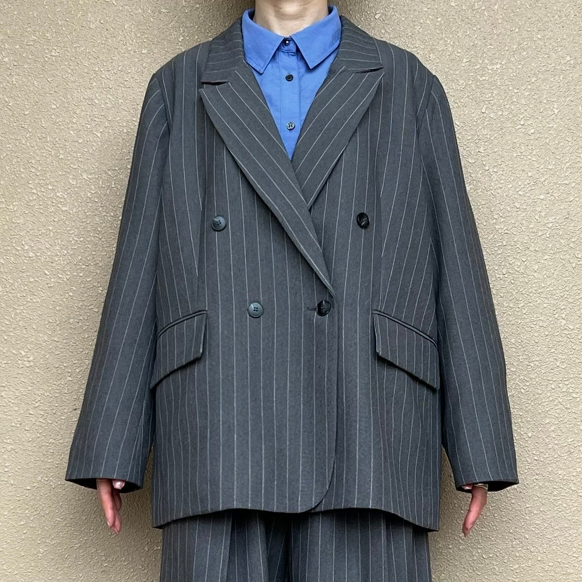 杢ストライプダブルジャケット