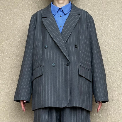 杢ストライプダブルジャケット