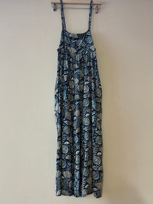 BLOCKPRINT ネイビーボタニカルサロペット