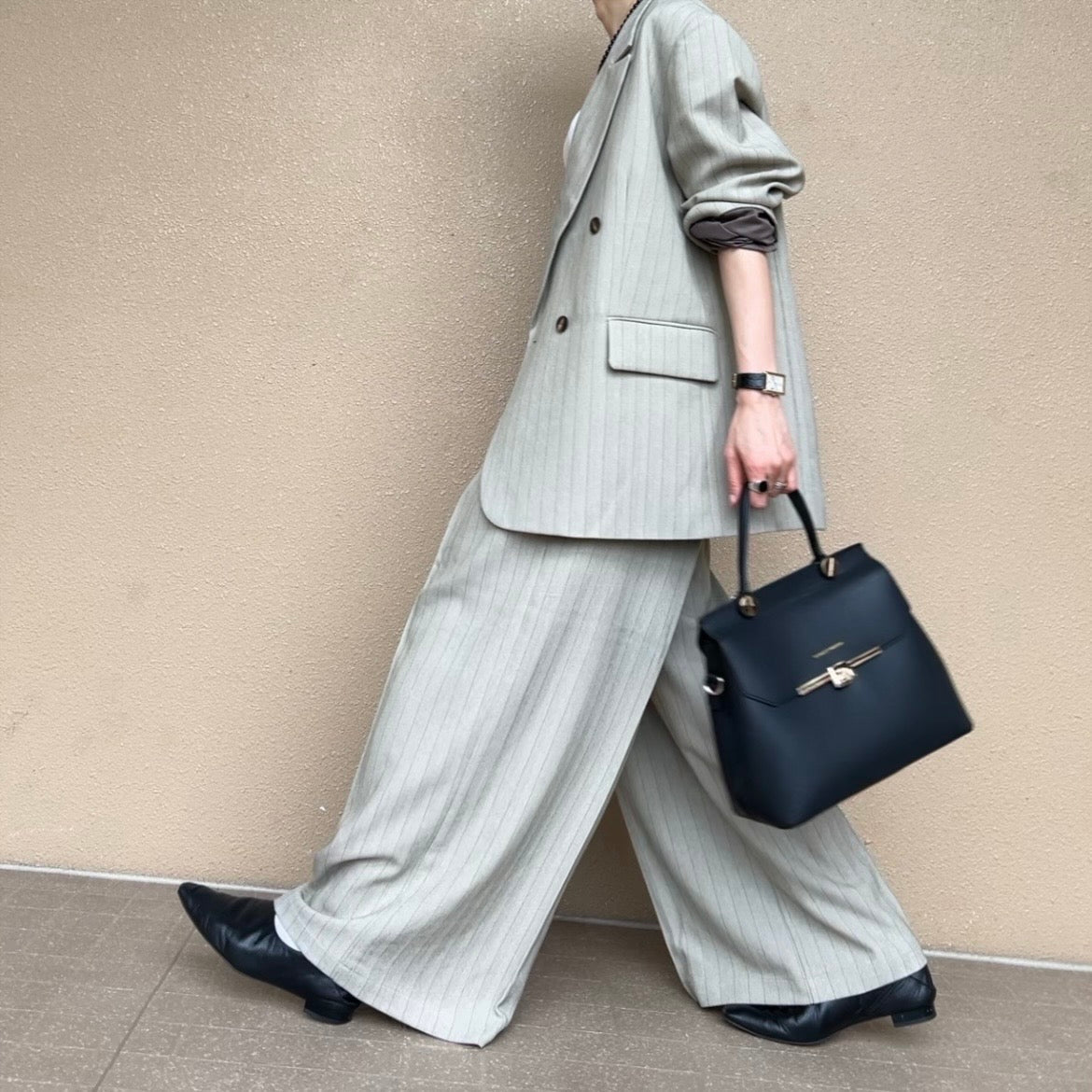 杢ストライプタックパンツ