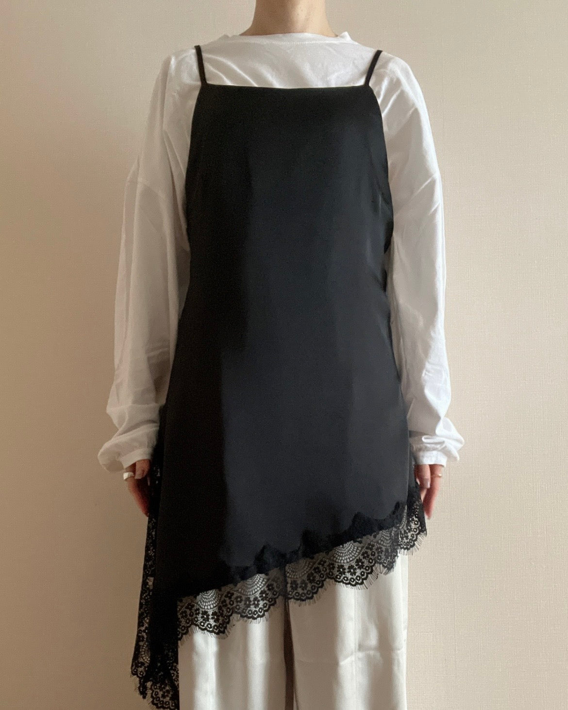 レースヘムレイヤードアシメキャミソール