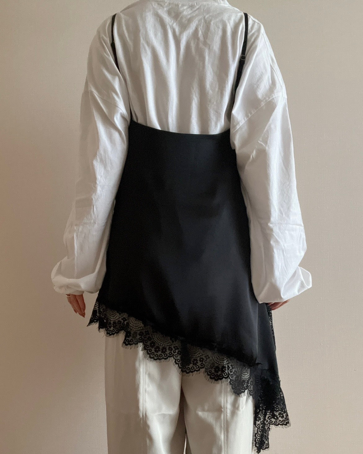 レースヘムレイヤードアシメキャミソール