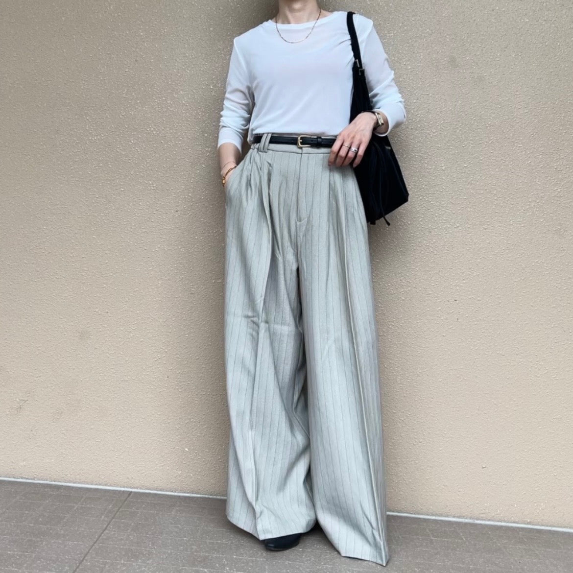 杢ストライプタックパンツ
