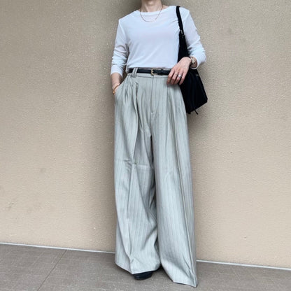 杢ストライプタックパンツ