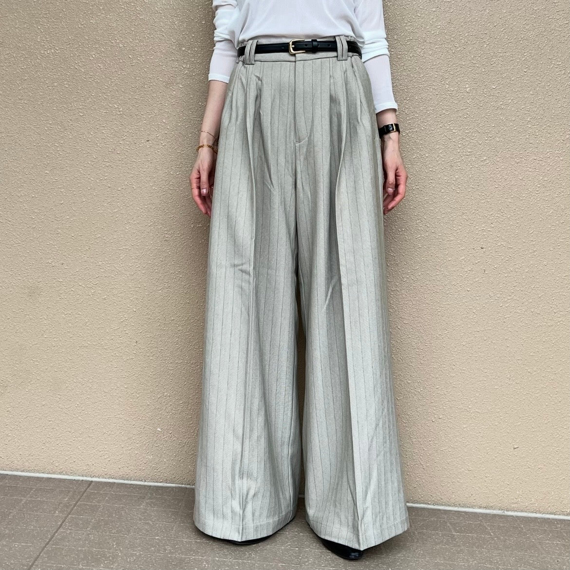 杢ストライプタックパンツ