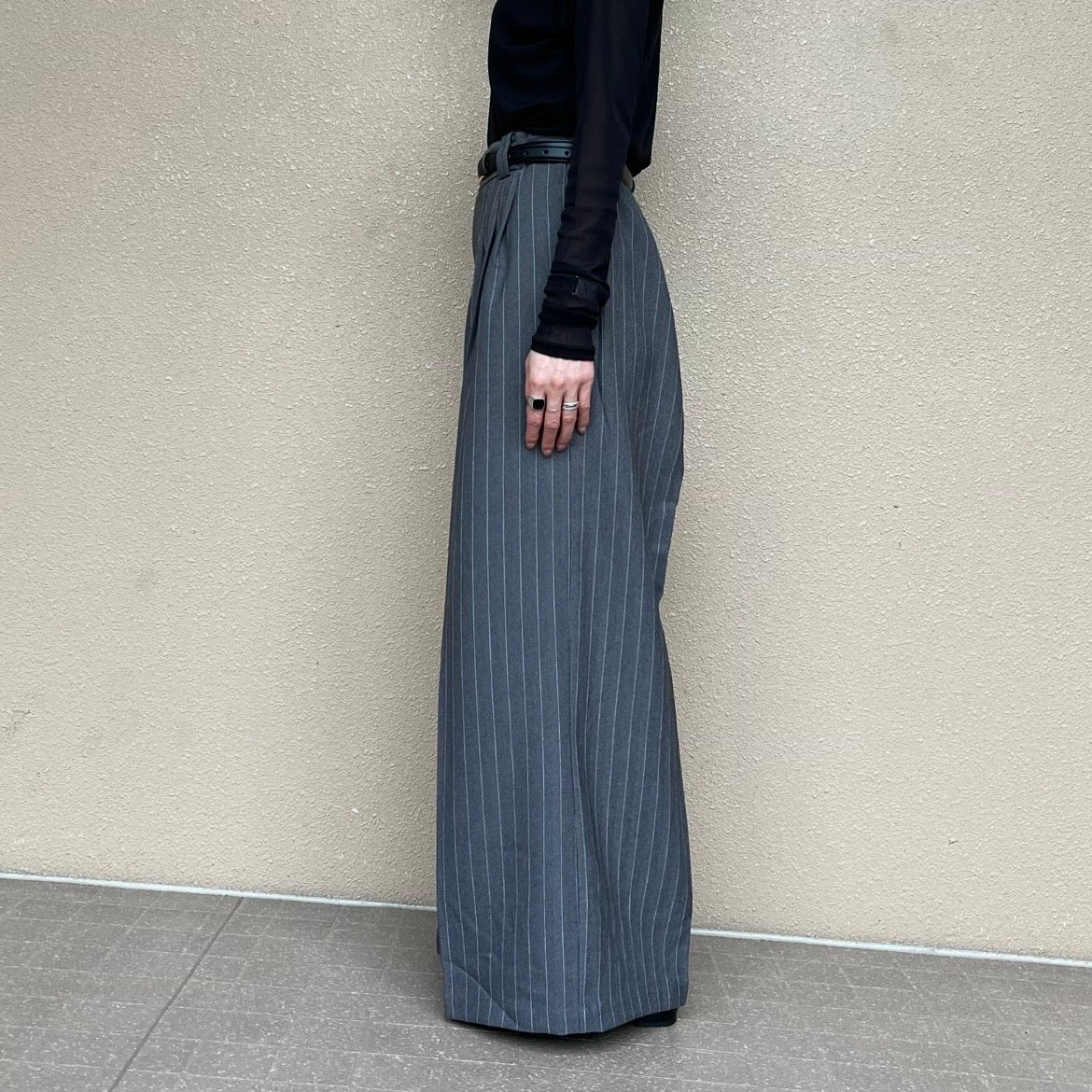 杢ストライプタックパンツ