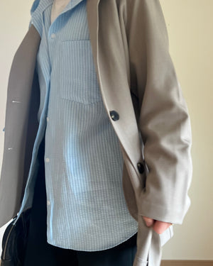 ストライプフードシャツ