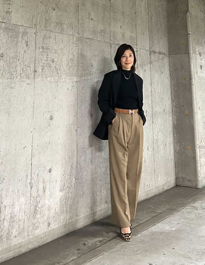 シースルー袖リブニット