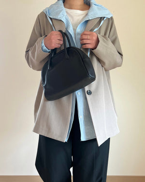 ストライプフードシャツ