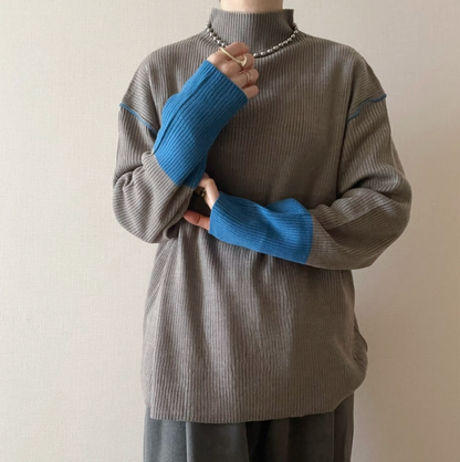 バイカラーボトルネックニット