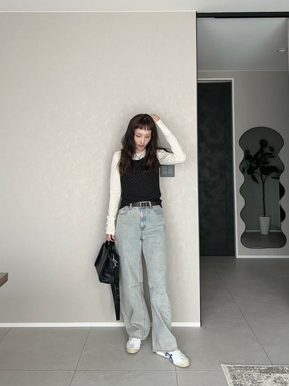 ドットリボンフリルノースリーブ